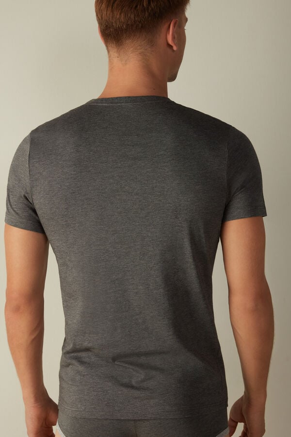 Intimssimi Short Sleeve Crew Neck T Shirt in Supima® Cotton Gris Oscuro | APEWC23831