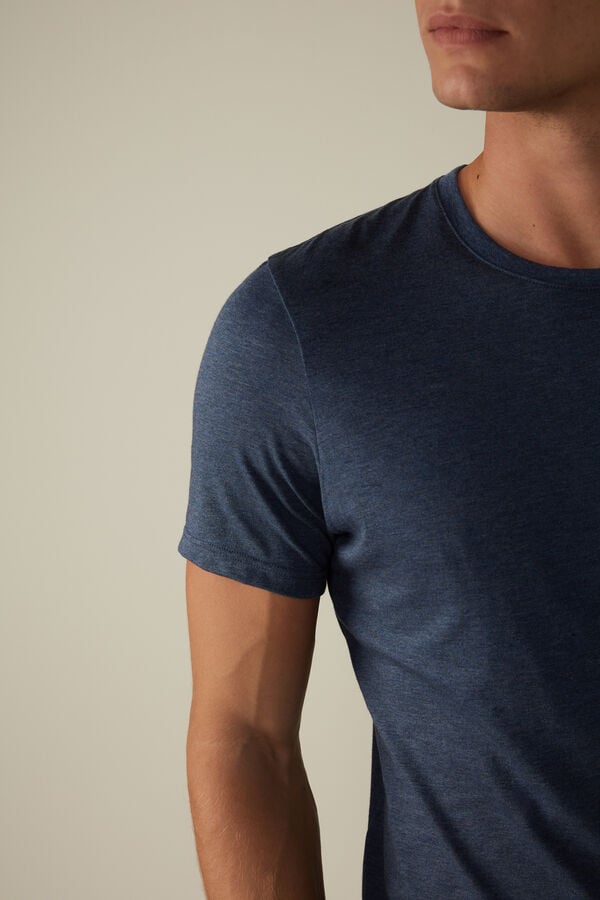 Intimssimi Short Sleeve Crew Neck T Shirt in Supima® Cotton Azules | DPEKV50403