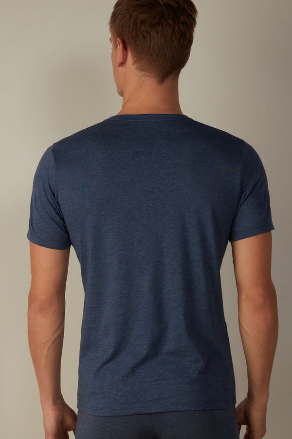 Intimssimi Short Sleeve Crew Neck T Shirt in Supima® Cotton Azules | DPEKV50403