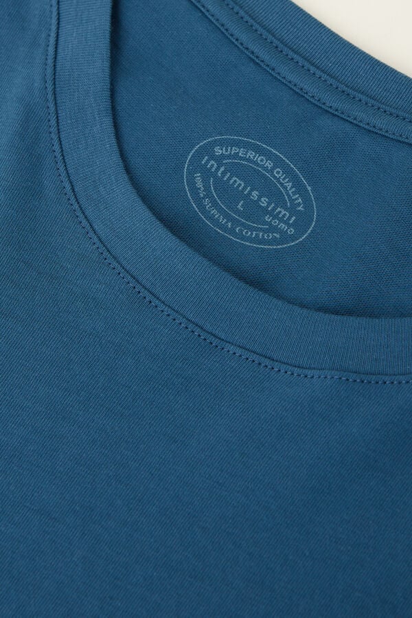 Intimssimi Short Sleeve Crew Neck T Shirt in Supima® Cotton Azules | LPESX13823