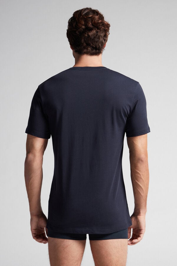 Intimssimi Short Sleeve Crew Neck T Shirt in Supima® Cotton Azules | LPESX73797