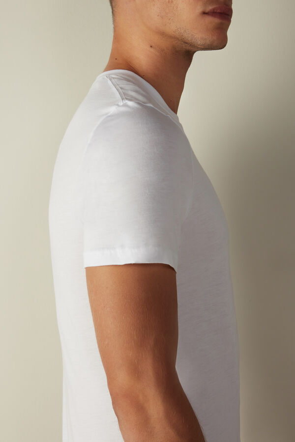 Intimssimi Short Sleeve Crew Neck T Shirt in Supima® Cotton Blancas | PEDFL71662