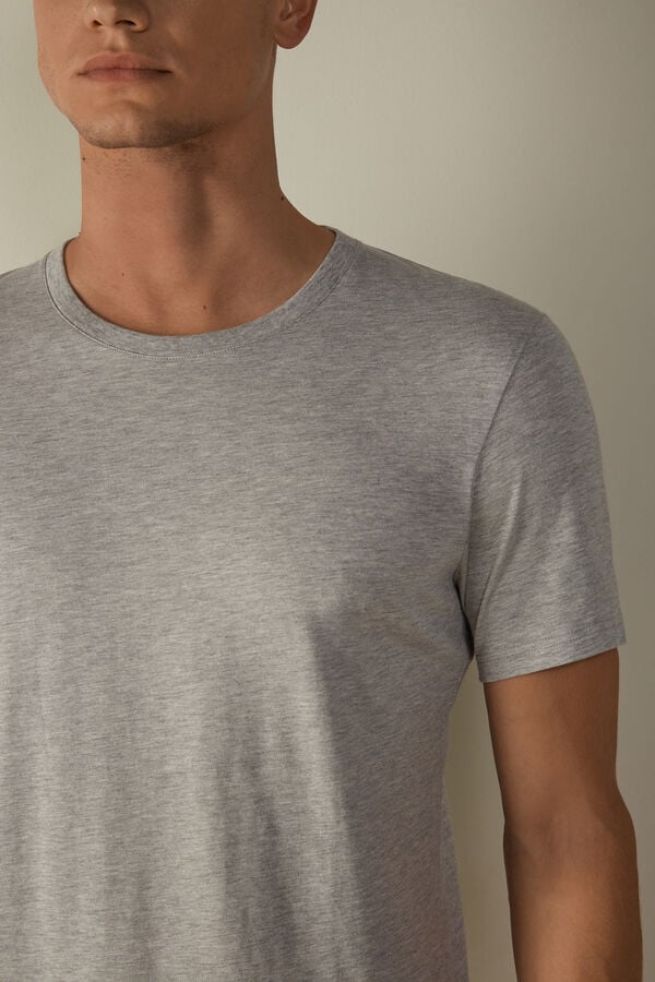 Intimssimi Short Sleeve Crew Neck T Shirt in Supima® Cotton Gris | PEEAH14825