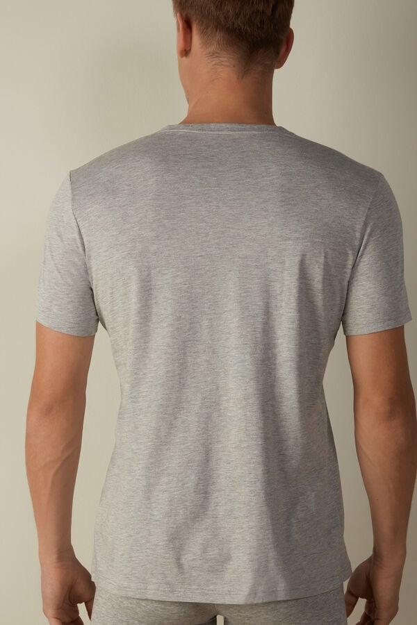 Intimssimi Short Sleeve Crew Neck T Shirt in Supima® Cotton Gris | PEEAH14825