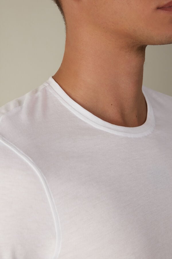 Intimssimi Short-Sleeve Crew-Neck T-Shirt in Extra-Fine Supima® Cotton Blancas | PEEGJ42583