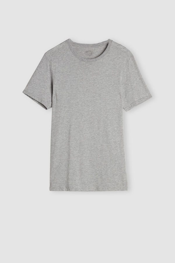 Intimssimi Short Sleeve Crew Neck T Shirt in Supima® Cotton Gris | PEQAV75490