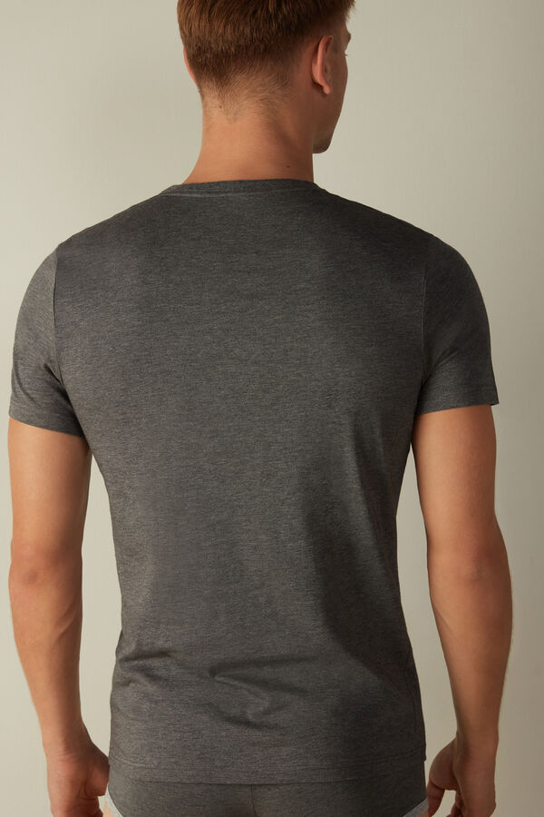 Intimssimi Short Sleeve Crew Neck T Shirt in Supima® Cotton Gris Oscuro | PEZDE50161