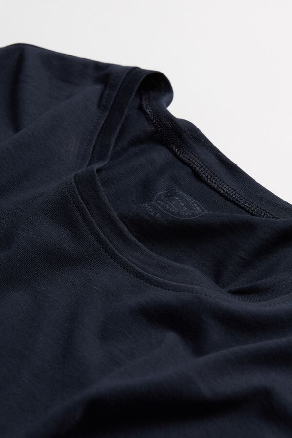 Intimssimi Short-Sleeve Crew-Neck T-Shirt in Extra-Fine Supima® Cotton Azules | ZPENQ78331