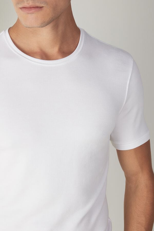 Intimssimi Short-Sleeve Modal-Cashmere Top Blancas | LPESX31702