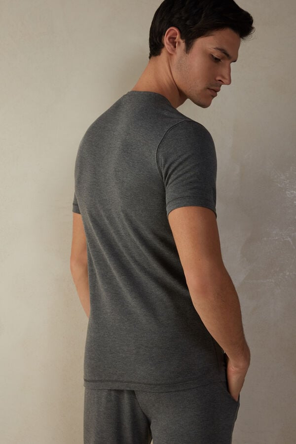 Intimssimi Short-Sleeve Modal-Cashmere Top Gris Oscuro | PEQAV69530