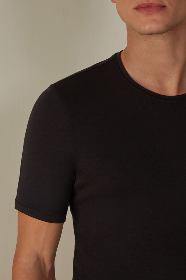 Intimssimi Short-Sleeve Modal-Cashmere Top Negras | QPEWA43465