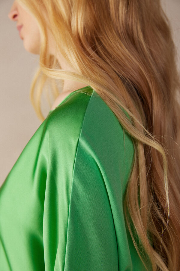 Intimssimi Short Sleeve Silk and Modal Top Verde | BPESD29761