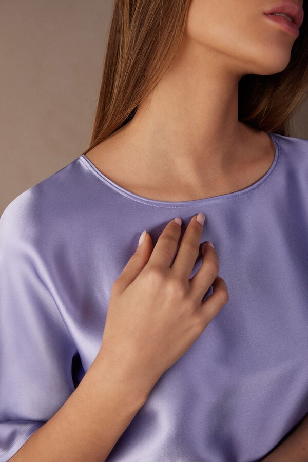 Intimssimi Short Sleeve Silk and Modal Top Violet | BPESO76503