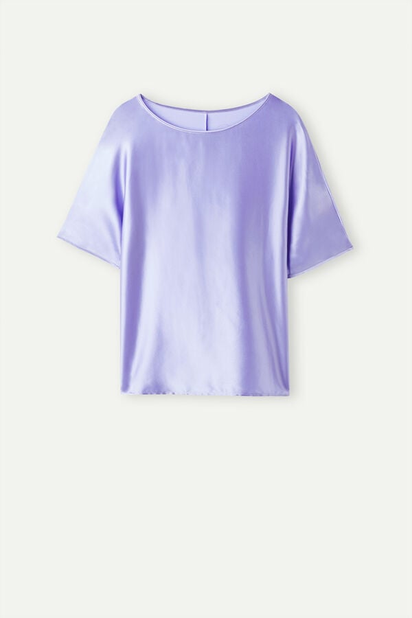 Intimssimi Short Sleeve Silk and Modal Top Violet | BPESO76503