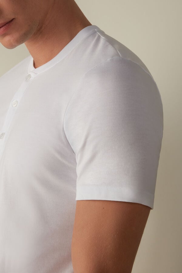 Intimssimi Short-Sleeved Supima® Cotton Shirt Blancas | DPEVO22105