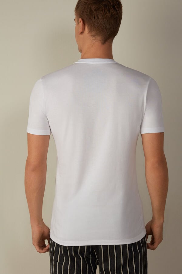 Intimssimi Short-Sleeved Supima® Cotton Shirt Blancas | DPEVO22105