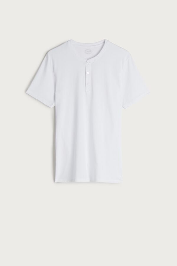 Intimssimi Short-Sleeved Supima® Cotton Shirt Blancas | DPEVO22105