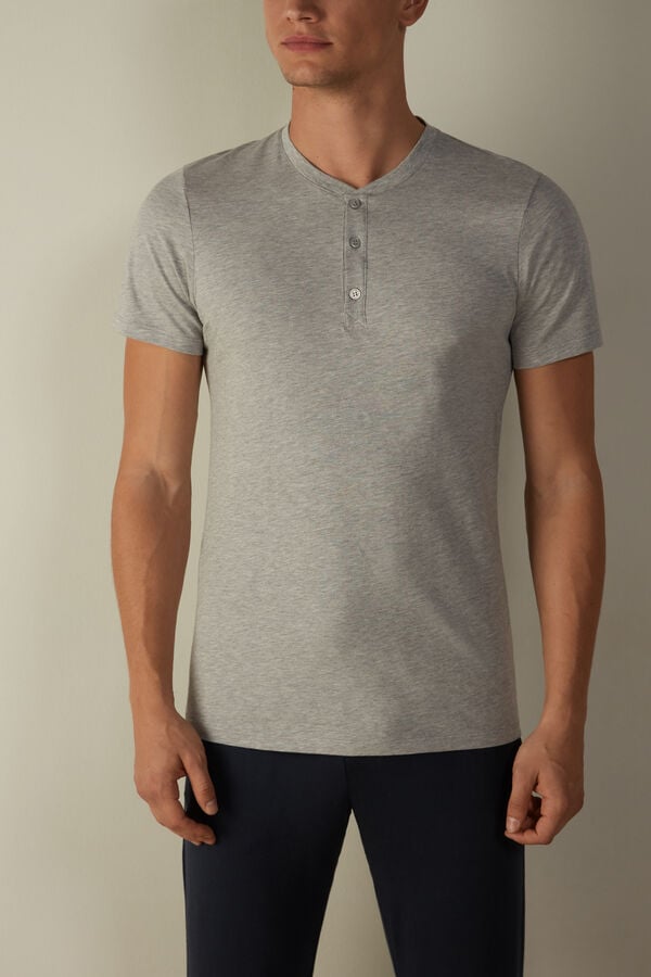 Intimssimi Short-Sleeved Supima® Cotton Shirt Gris | PEJZR47487