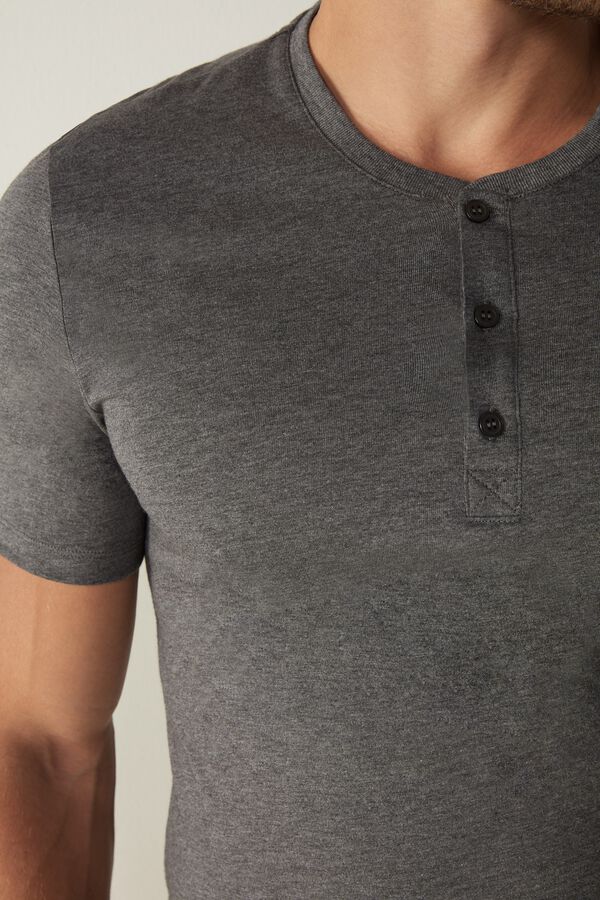 Intimssimi Short-Sleeved Supima® Cotton Shirt Gris Oscuro | ZPEMJ55999