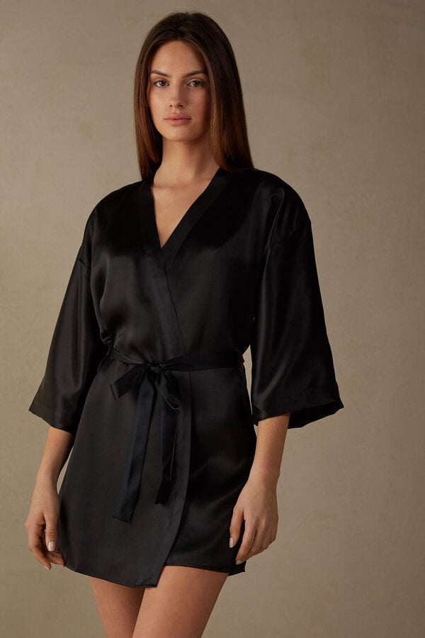 Intimssimi Silk Kimono Negras | PEIIZ68095