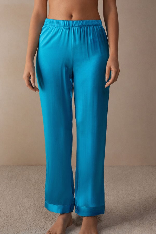 Intimssimi Silk Satin Pajama Pants Azules | PEIIZ81043