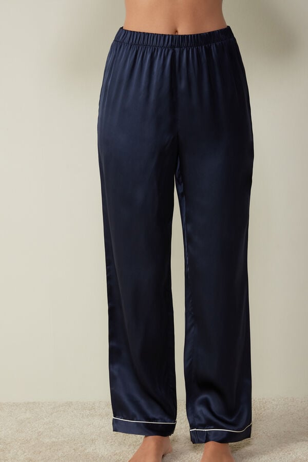 Intimssimi Silk Satin Pajama Pants Azules | PEJKU99322