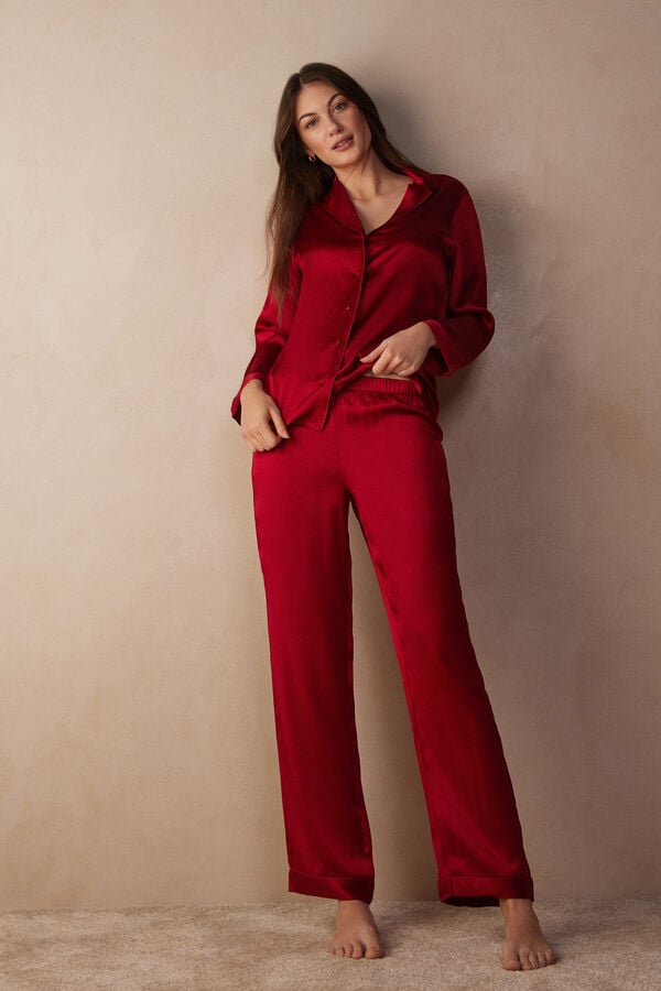 Intimssimi Silk Satin Pajama Pants Rojas | PENEJ82917