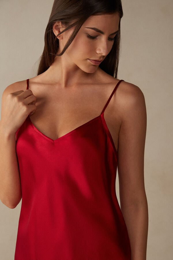 Intimssimi Silk Satin Top with V-neckline Rojas | EPEHC30696