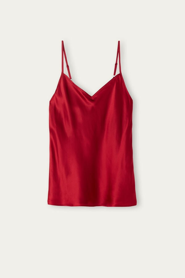 Intimssimi Silk Satin Top with V-neckline Rojas | EPEHC30696