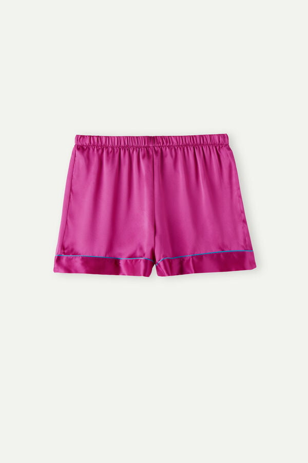 Intimssimi Silk Shorts with Contrast Trim Rosas | DPEKV29147