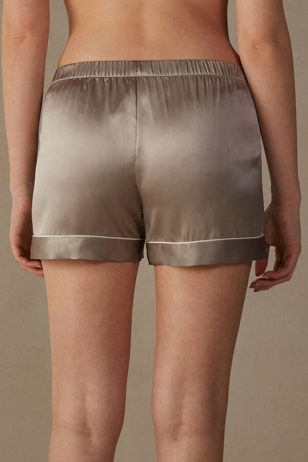 Intimssimi Silk Shorts with Contrast Trim Natural | XPEGW49659