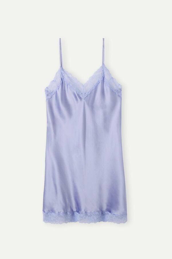 Intimssimi Silk Slip with Lace Insert Detail Violet | FPEUI19376