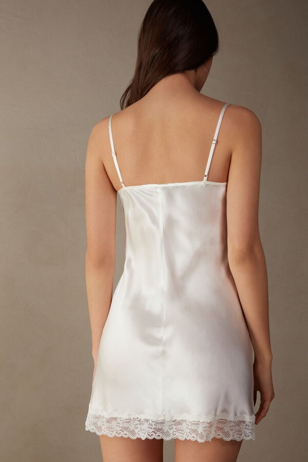 Intimssimi Silk Slip with Lace Insert Detail Blancas | PEICD25178