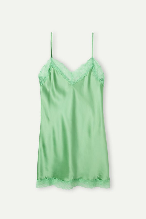 Intimssimi Silk Slip with Lace Insert Detail Verde | PEXBR83275