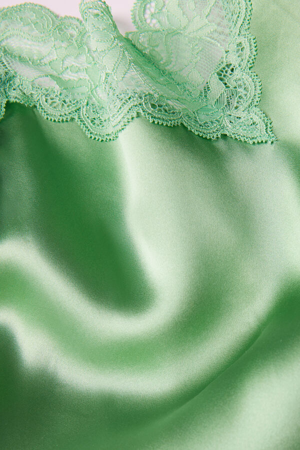 Intimssimi Silk Slip with Lace Insert Detail Verde | PEXBR83275