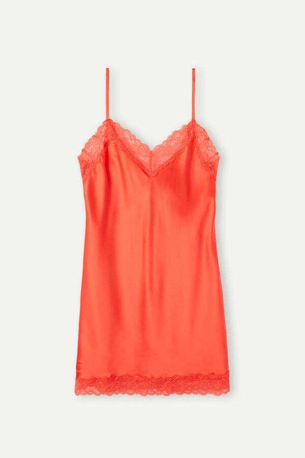 Intimssimi Silk Slip with Lace Insert Detail Naranjas | TPEWZ51533