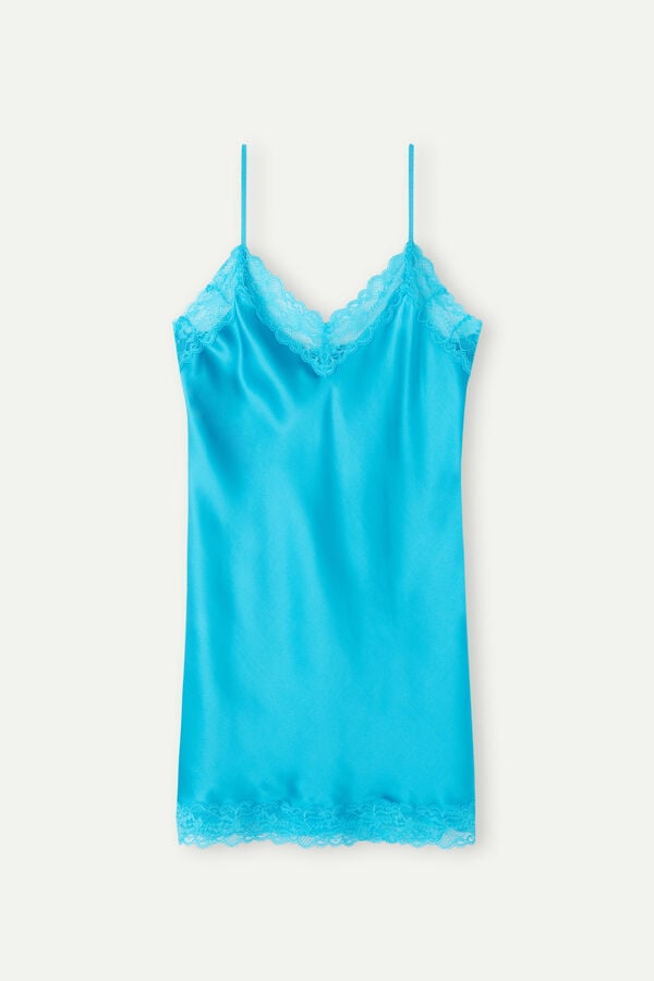 Intimssimi Silk Slip with Lace Insert Detail Azules | YPEGT87655