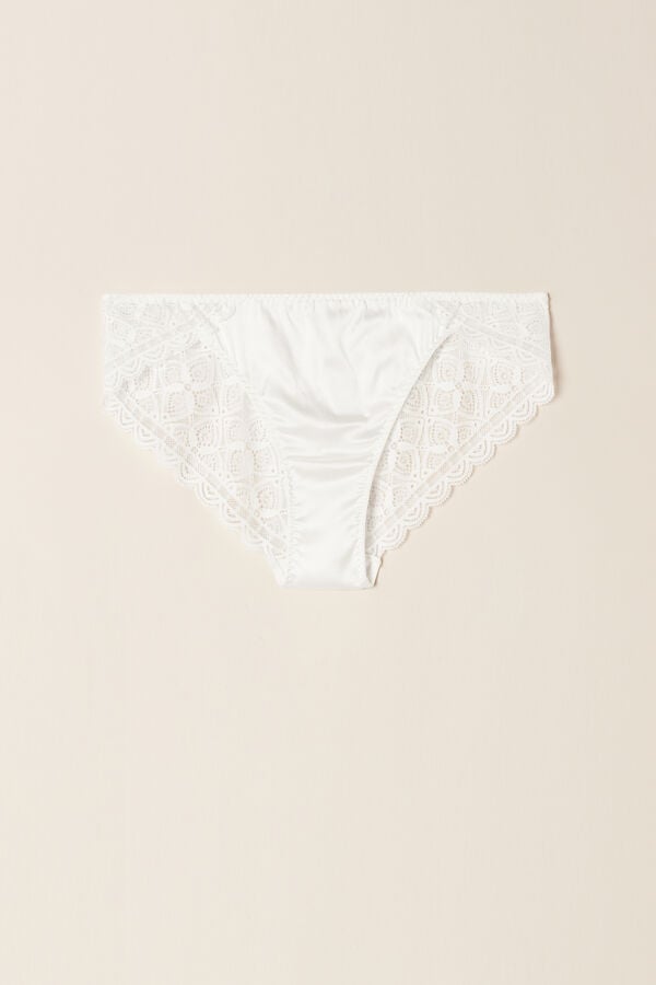 Intimssimi Silk and Lace Briefs Blancas | PPEER18025