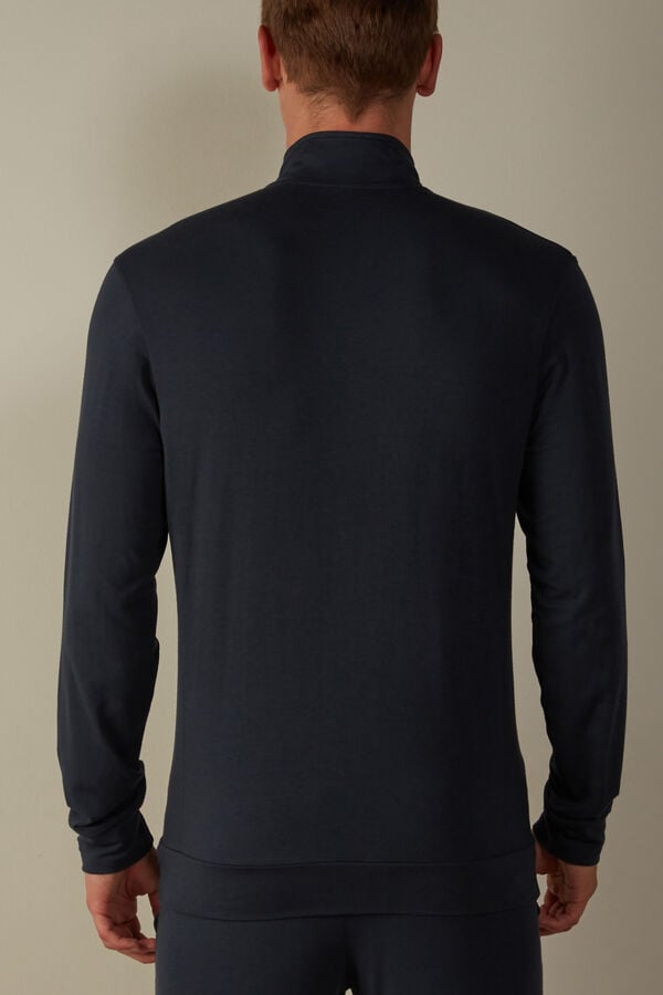 Intimssimi Silk and Modal Zip-Up Sweatshirt Azules | EPEVG14062