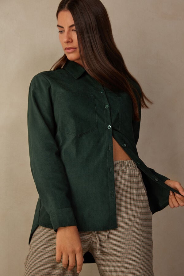 Intimssimi Slow and Cozy Velvet Shirt Verde | MPEHR57815