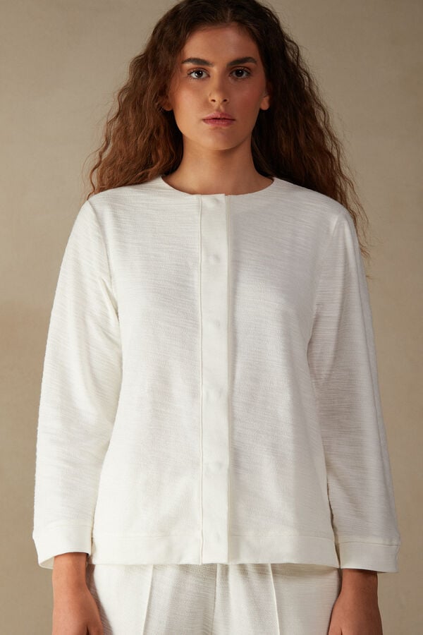 Intimssimi Soft Dreams Long Sleeve Button-Up Shirt Blancas | FPEUI50603