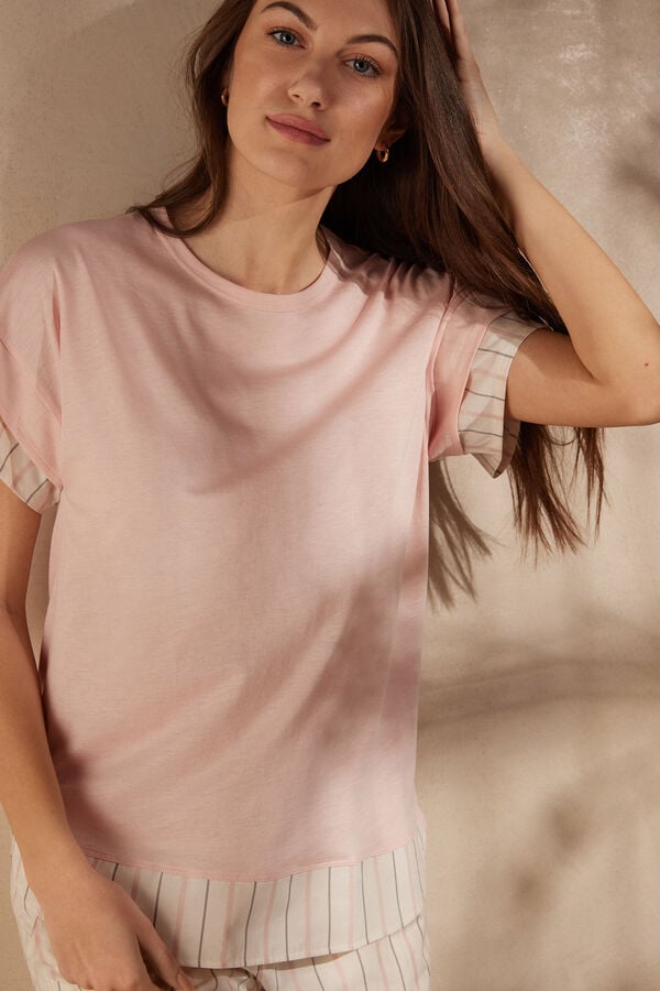 Intimssimi Soft Spring Short Sleeve Cotton T-Shirt Rosas | PPEQX29993