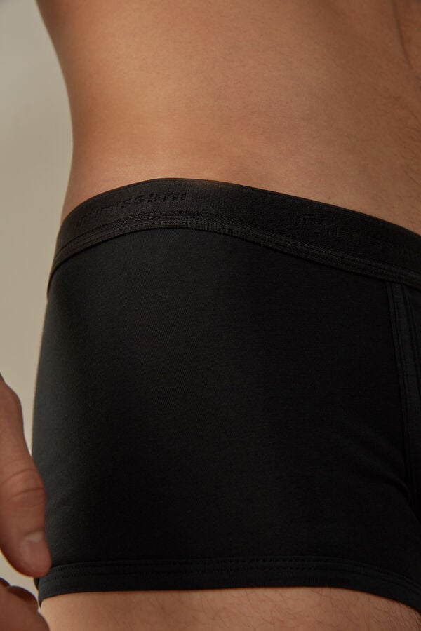 Intimssimi Stretch Supima® Cotton Boxer Shorts with Logo Detail Negras | BPESD32159