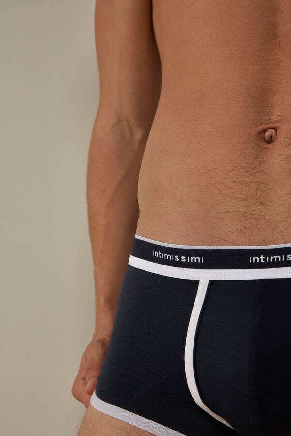 Intimssimi Stretch Supima® Cotton Boxer Shorts with Logo Detail Azules | PEDFL29134