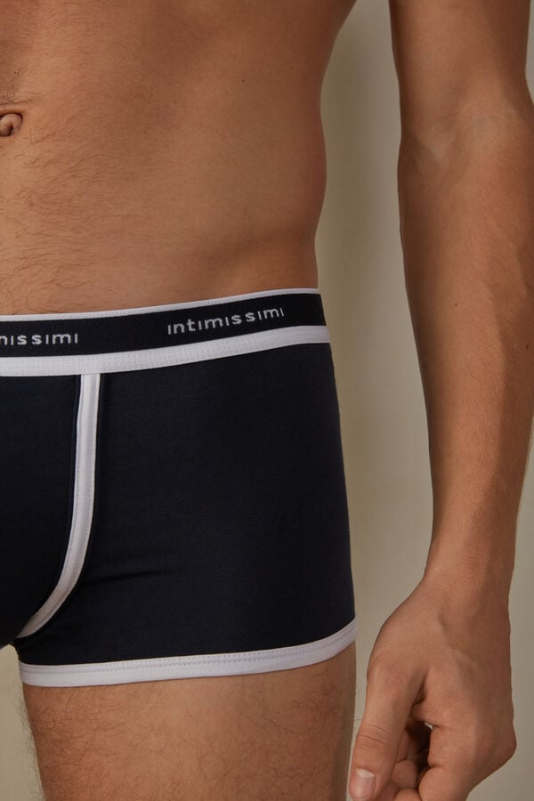 Intimssimi Stretch Supima® Cotton Boxer Shorts with Logo Detail Azules | PEDFL29134