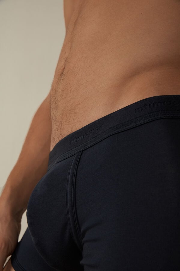 Intimssimi Stretch Supima® Cotton Boxer Shorts with Logo Detail Azules | PEDYB74966