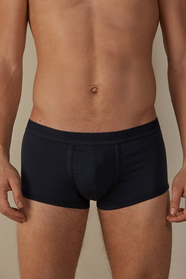 Intimssimi Stretch Supima® Cotton Boxer Shorts with Logo Detail Azules | PEDYB74966