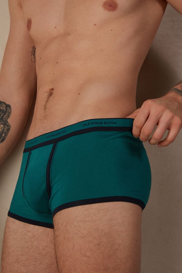 Intimssimi Stretch Supima® Cotton Boxer Shorts with Logo Detail Verde | PEJBT63210