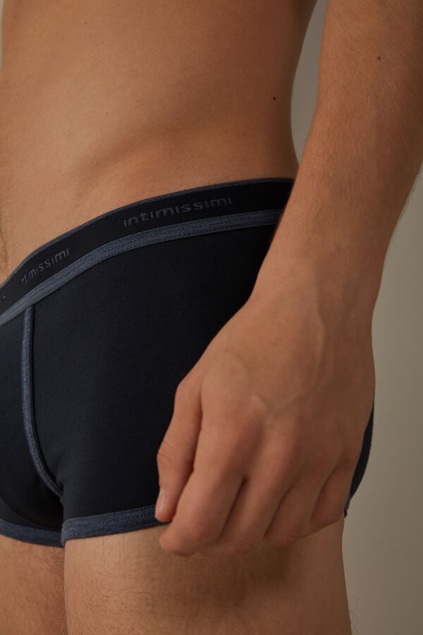 Intimssimi Stretch Supima® Cotton Boxer Shorts with Logo Detail Azules | PEJZR72336