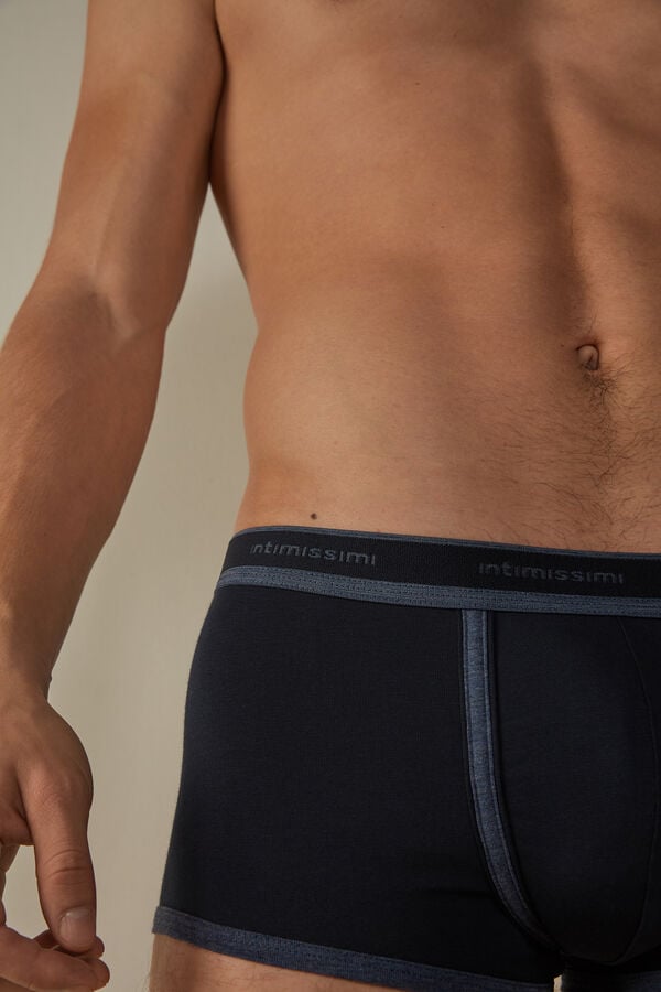 Intimssimi Stretch Supima® Cotton Boxer Shorts with Logo Detail Azules | PEJZR72336